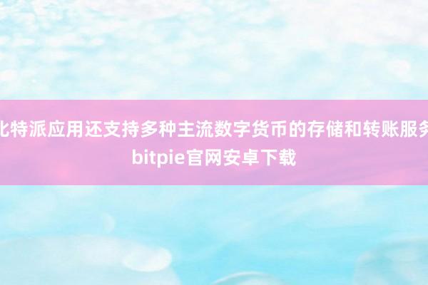 比特派应用还支持多种主流数字货币的存储和转账服务bitpie官网安卓下载