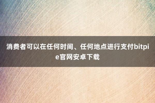 消费者可以在任何时间、任何地点进行支付bitpie官网安卓下载