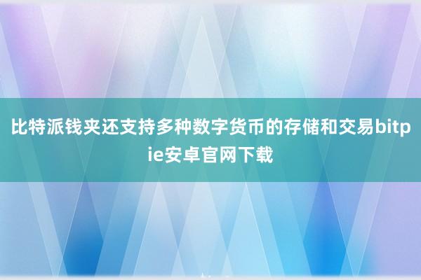 比特派钱夹还支持多种数字货币的存储和交易bitpie安卓官网下载